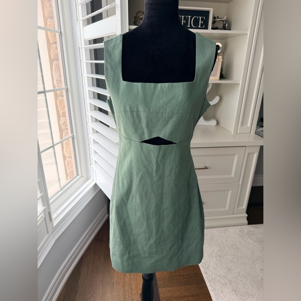 AVEC LES FILLES Sage Green Linen Matching Dress & Blazer Set 2 Pieces SZ XS NEW - Picture 5 of 15